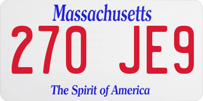 MA license plate 270JE9