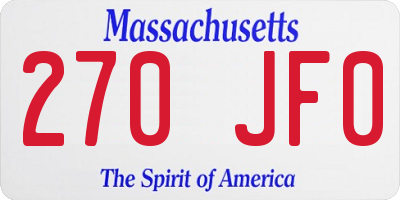 MA license plate 270JF0