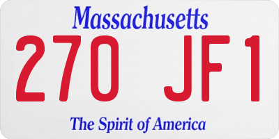 MA license plate 270JF1