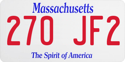 MA license plate 270JF2