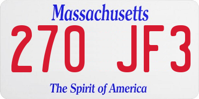 MA license plate 270JF3