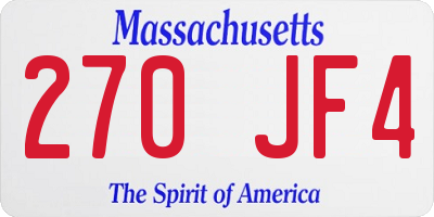MA license plate 270JF4