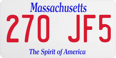 MA license plate 270JF5