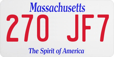 MA license plate 270JF7