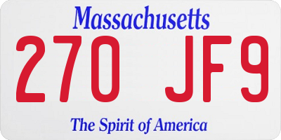 MA license plate 270JF9