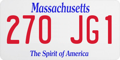 MA license plate 270JG1
