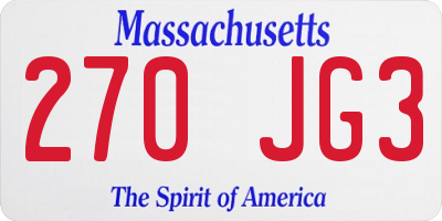 MA license plate 270JG3