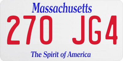 MA license plate 270JG4