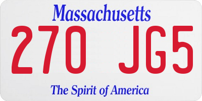 MA license plate 270JG5