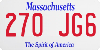 MA license plate 270JG6