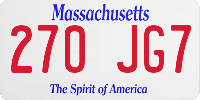 MA license plate 270JG7