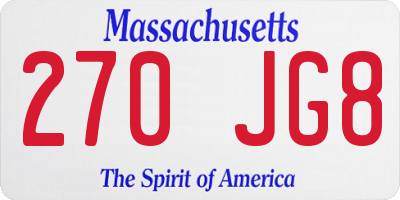 MA license plate 270JG8
