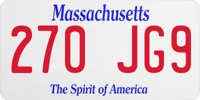 MA license plate 270JG9