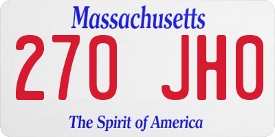 MA license plate 270JH0