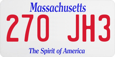 MA license plate 270JH3
