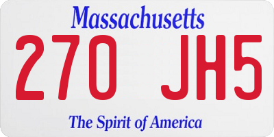 MA license plate 270JH5