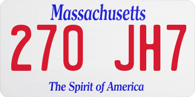 MA license plate 270JH7