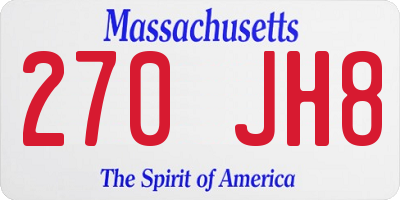 MA license plate 270JH8