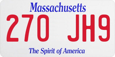 MA license plate 270JH9