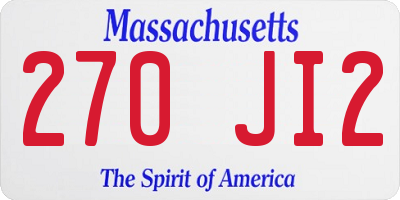 MA license plate 270JI2