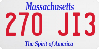 MA license plate 270JI3