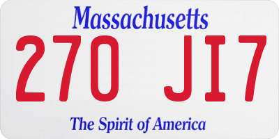 MA license plate 270JI7