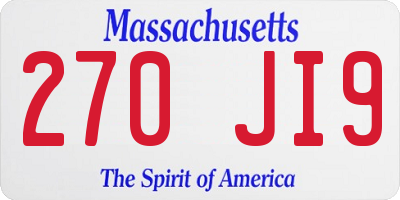 MA license plate 270JI9