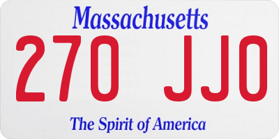 MA license plate 270JJ0