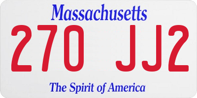 MA license plate 270JJ2