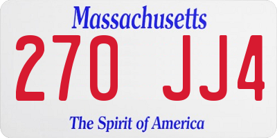 MA license plate 270JJ4