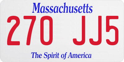 MA license plate 270JJ5