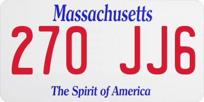 MA license plate 270JJ6