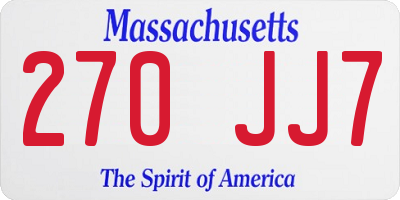MA license plate 270JJ7