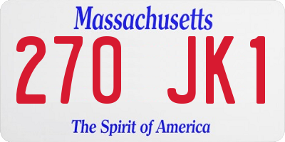 MA license plate 270JK1
