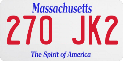 MA license plate 270JK2