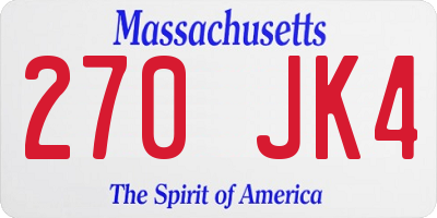MA license plate 270JK4