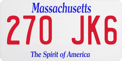 MA license plate 270JK6