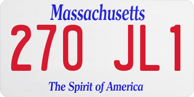 MA license plate 270JL1