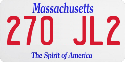 MA license plate 270JL2