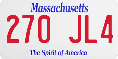 MA license plate 270JL4