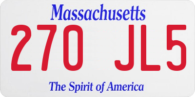 MA license plate 270JL5
