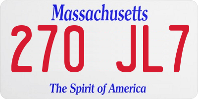 MA license plate 270JL7