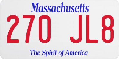 MA license plate 270JL8