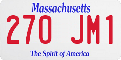 MA license plate 270JM1