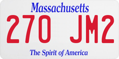 MA license plate 270JM2