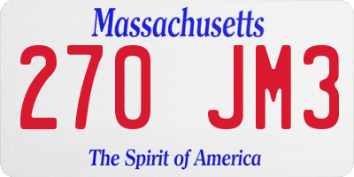 MA license plate 270JM3