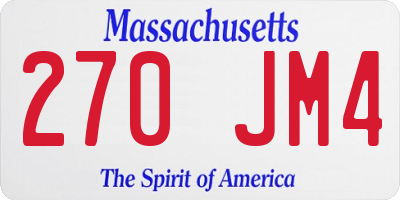 MA license plate 270JM4