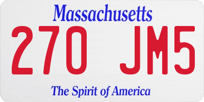 MA license plate 270JM5
