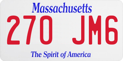 MA license plate 270JM6
