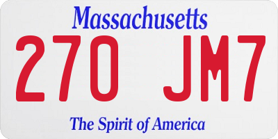 MA license plate 270JM7